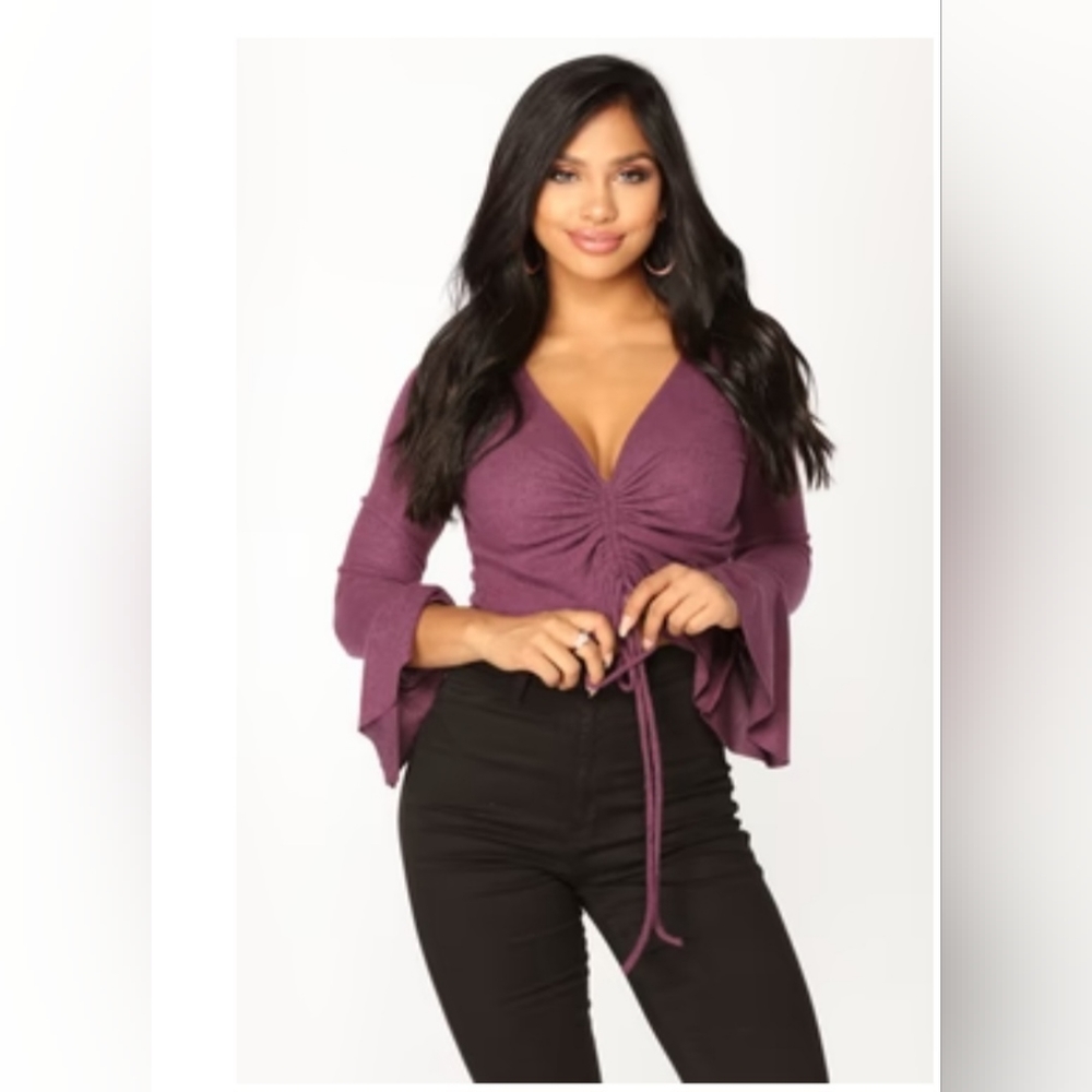 FASHION NOVA Purple sweater with ruffles